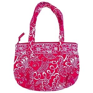 Vera Bradley Twirly Birds Mandy Shoulder Bag Purse Pink & White Swirly Floral